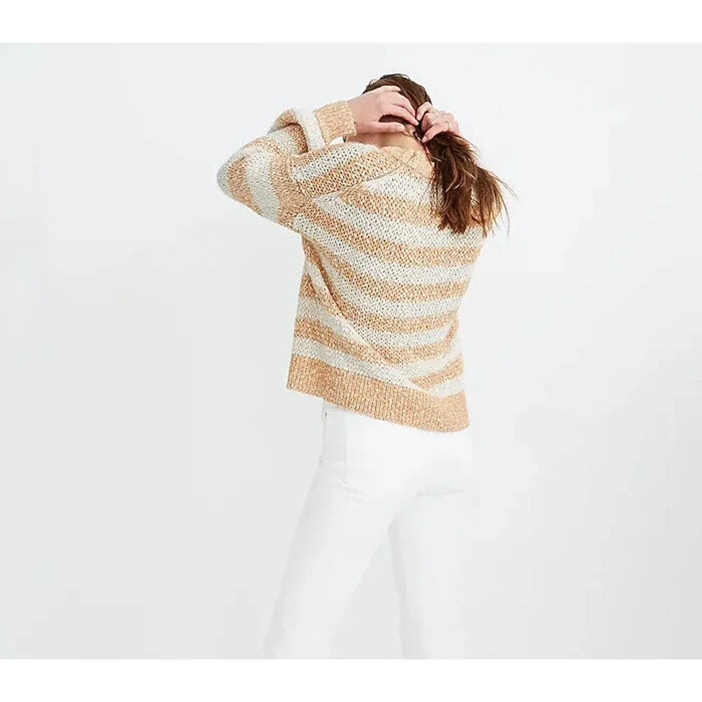 Madewell Baez Pullover Sweater Stripe Wool Alpaca Blend Size XL Oversized